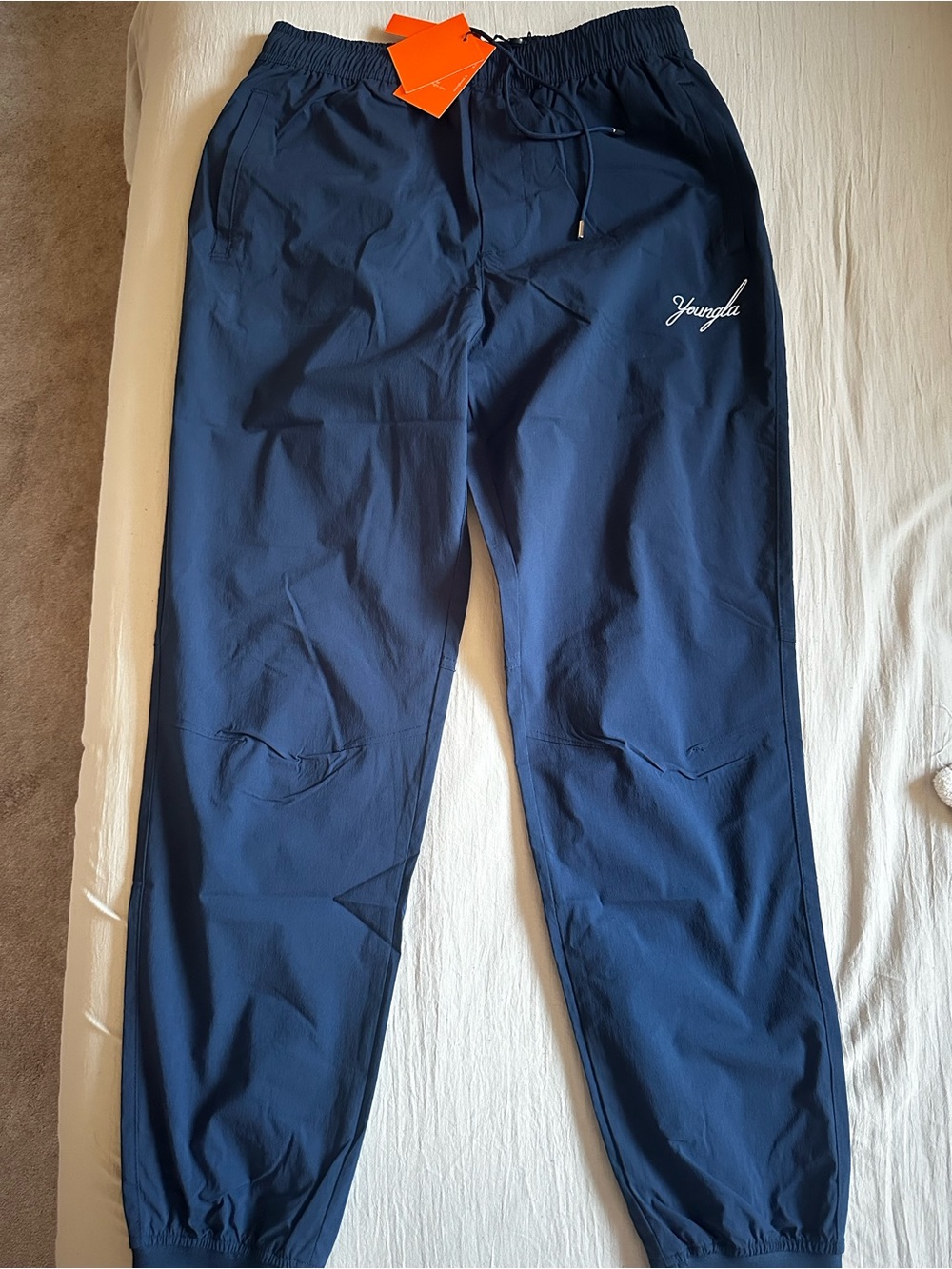 NWT YoungLA Men's Navy Blue Joggers with Elastic Waist